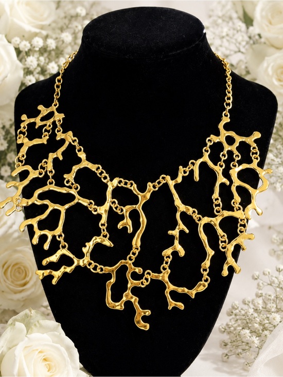 Jewelry - Gold Coral Branch Statement Necklace - Women Jewelry